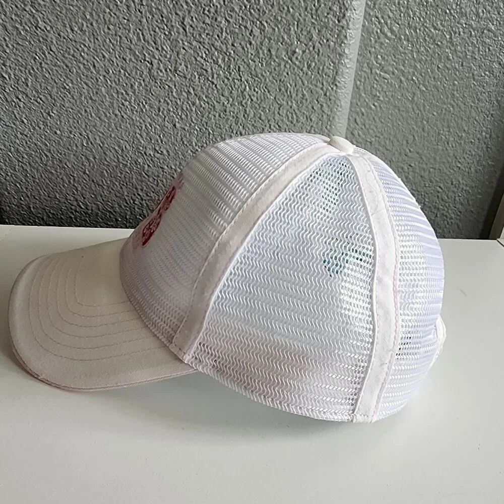 Universal Studios White &‎ Pink Mesh Trucker Hat With Floral US Embroidery